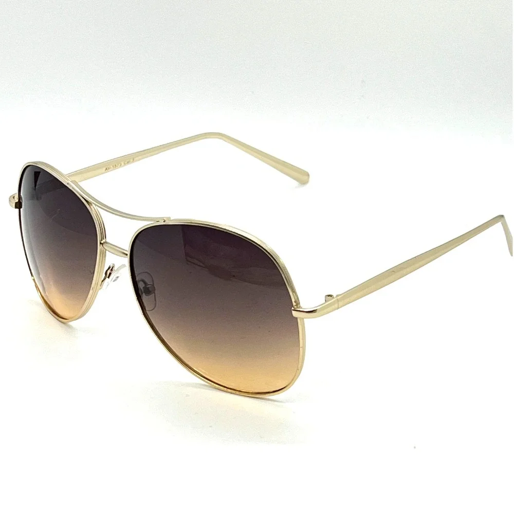 Aviator Sunglasses Gold Frame Brown Gradient Lens Fashion Trendy Shades Lentes‎